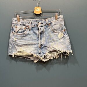 Levi's Light Blue Distressed Jean Shorts